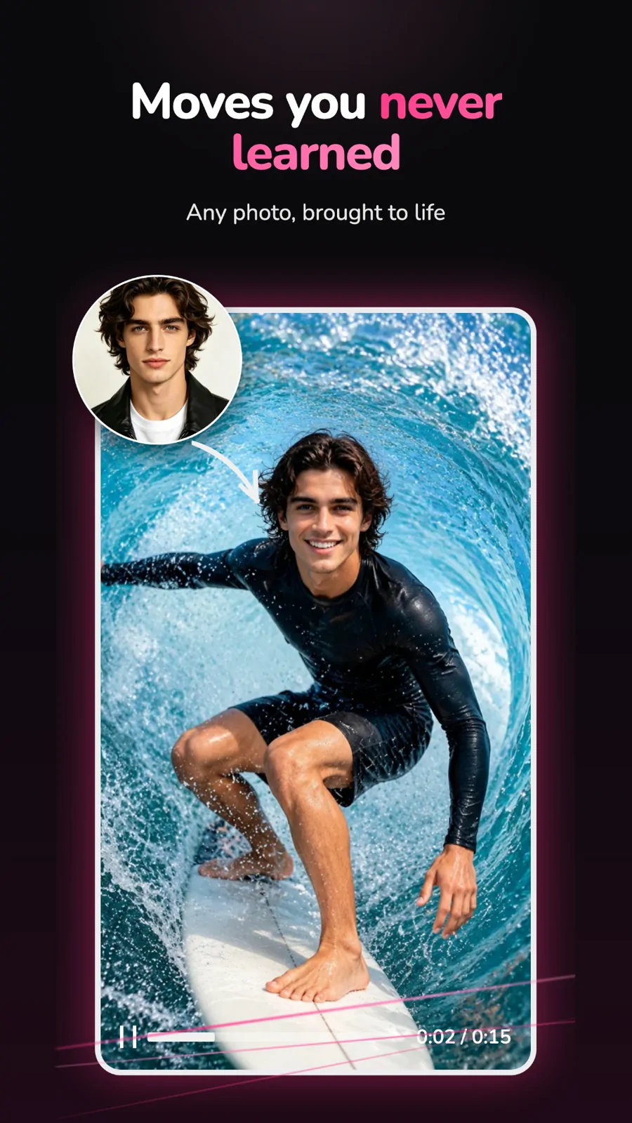 Sakuvio portrait brought to life in a surfing scene