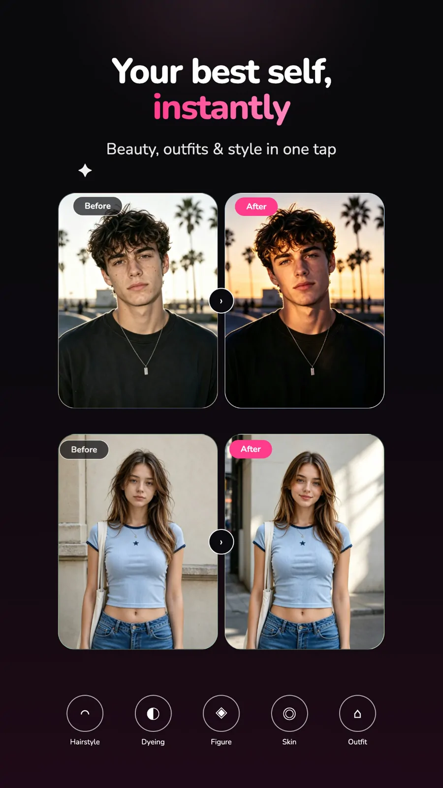 Sakuvio portrait editing before and after examples